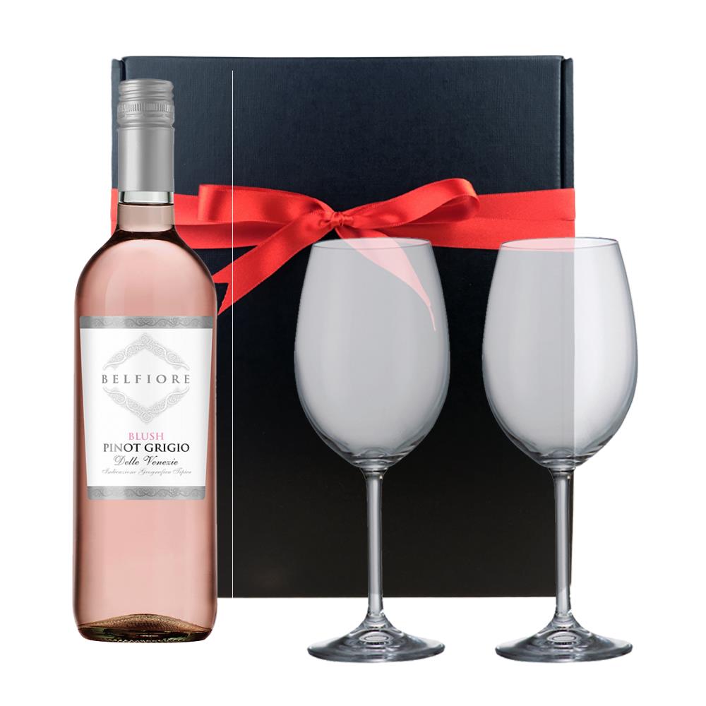 Belfiore Pinot Grigio Blush And Bohemia Glasses In A Gift Box